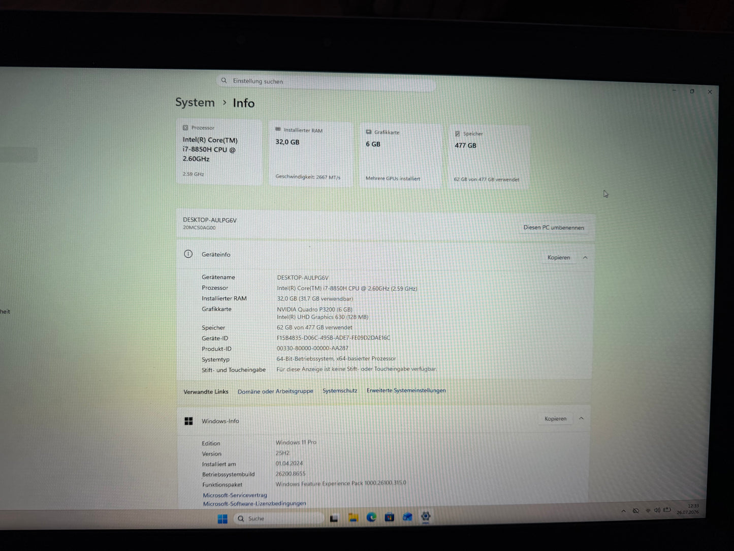 Lenovo Thinkpad P72- Intel i7-8850H -FULL HD  - 32/64 GB  RAM - Nvidia Quadro P3200 - 512 GB SSD - Windows 11