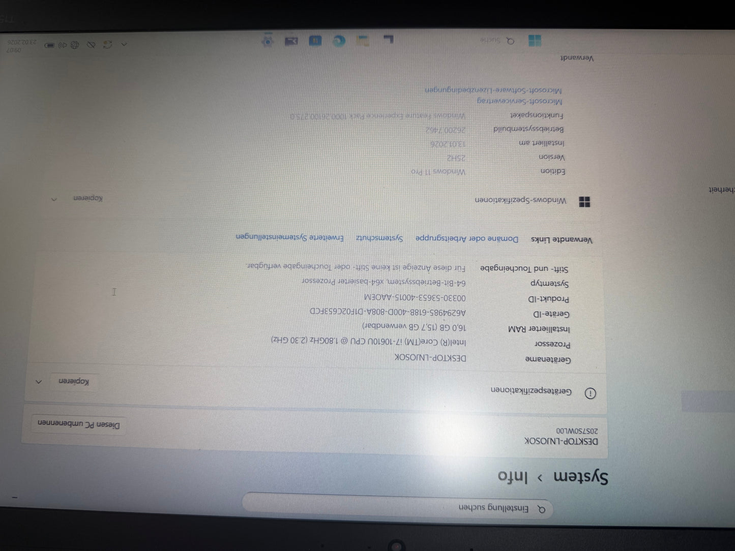 Lenovo ThinkPad T15 i7-10610U 16GB DDR4 15,6" FHD 512GB NVMe SSD Win 11 Pro