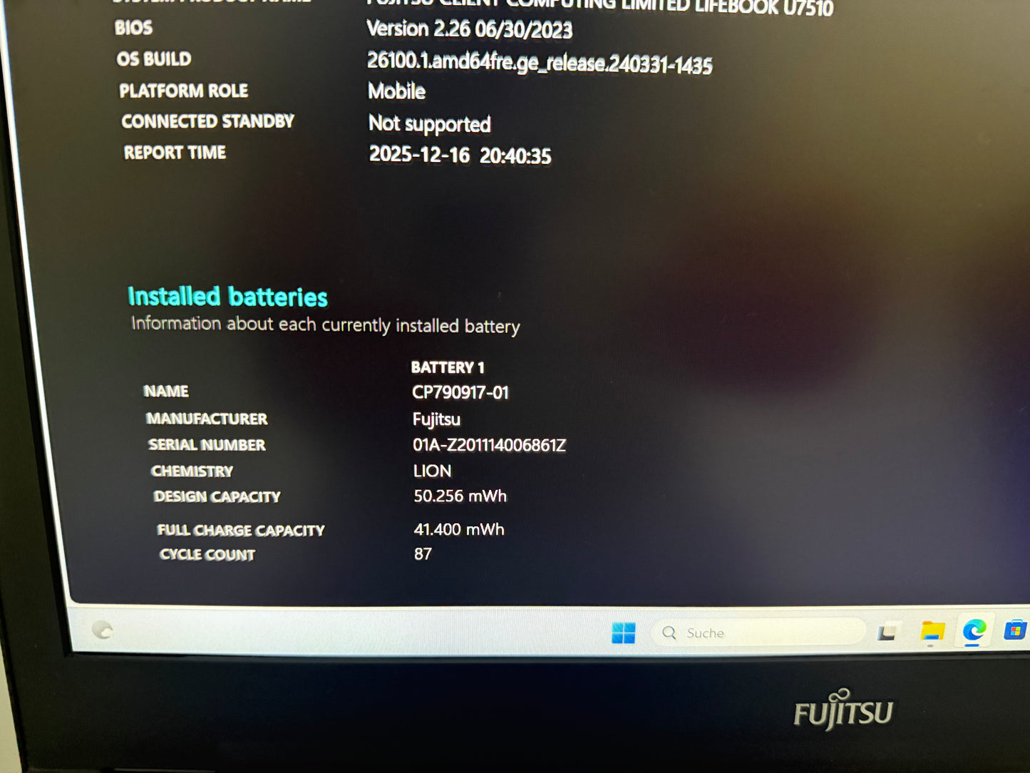 FUJITSU LIFEBOOK U7510 15.6 ZOLL I7-10510U, 16 GB RAM, 512 GB SSD  1920X1080 WIN11,LAPTOP,NOTEBOOK